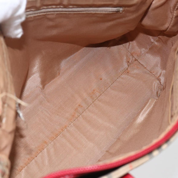 BURBERRY Nova Check Hand Bag Canvas Beige Gold Auth 168091