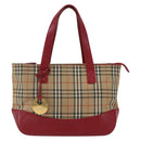 BURBERRY Nova Check Hand Bag Canvas Beige Gold Auth 168091-13