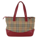 BURBERRY Nova Check Hand Bag Canvas Beige Gold Auth 168091-2