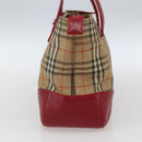 BURBERRY Nova Check Hand Bag Canvas Beige Gold Auth 168091-4