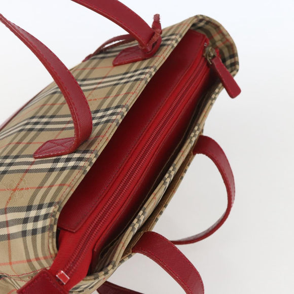 BURBERRY Nova Check Hand Bag Canvas Beige Gold Auth 168091