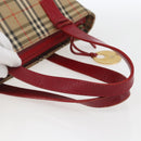 BURBERRY Nova Check Hand Bag Canvas Beige Gold Auth 168091-7