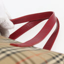 BURBERRY Nova Check Hand Bag Canvas Beige Gold Auth 168091-8