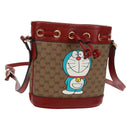GUCCI Doraemon Micro GG Supreme Shoulder Bag PVC Beige Gold 647801 Auth 168092M-1