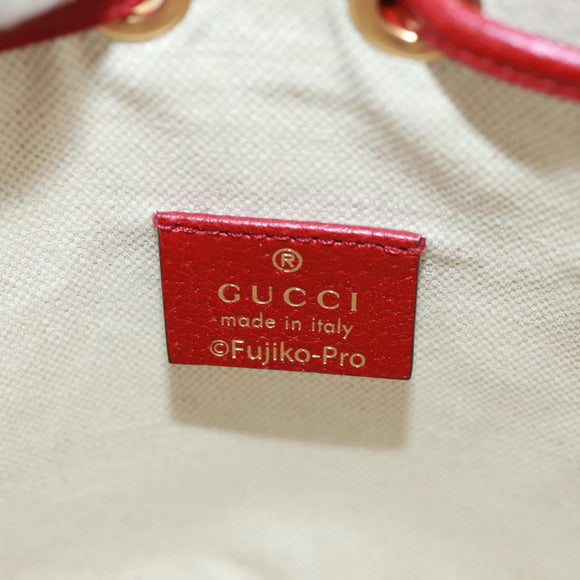 GUCCI Doraemon Micro GG Supreme Shoulder Bag PVC Beige Gold 647801 Auth 168092M