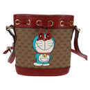 GUCCI Doraemon Micro GG Supreme Shoulder Bag PVC Beige Gold 647801 Auth 168092M-3