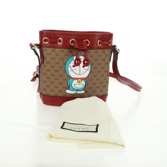GUCCI Doraemon Micro GG Supreme Shoulder Bag PVC Beige Gold 647801 Auth 168092M