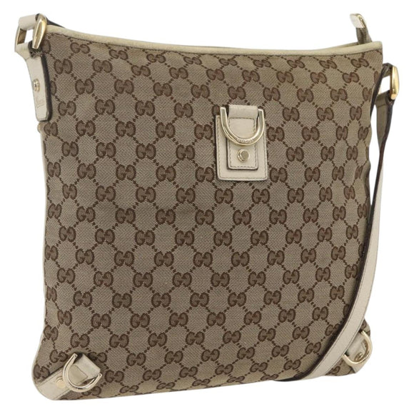 GUCCI GG Canvas Shoulder Bag Beige Gold 131326 Auth 168097
