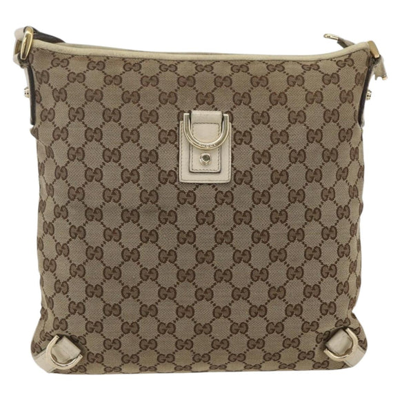 GUCCI GG Canvas Shoulder Bag Beige Gold 131326 Auth 168097
