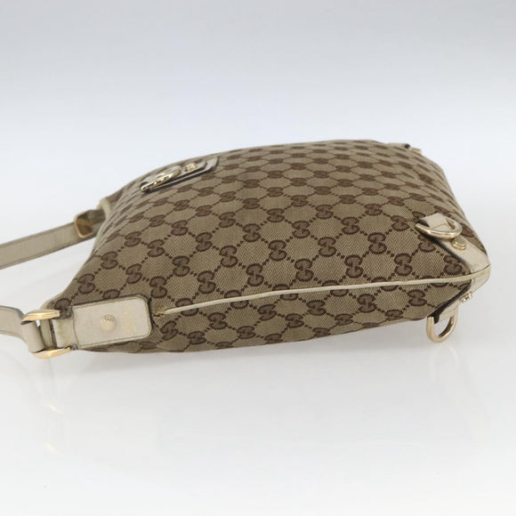 GUCCI GG Canvas Shoulder Bag Beige Gold 131326 Auth 168097