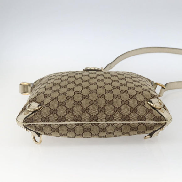 GUCCI GG Canvas Shoulder Bag Beige Gold 131326 Auth 168097