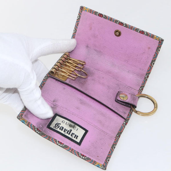 GUCCI Garden Key Case Leather Green Gold 601121 Auth 168099