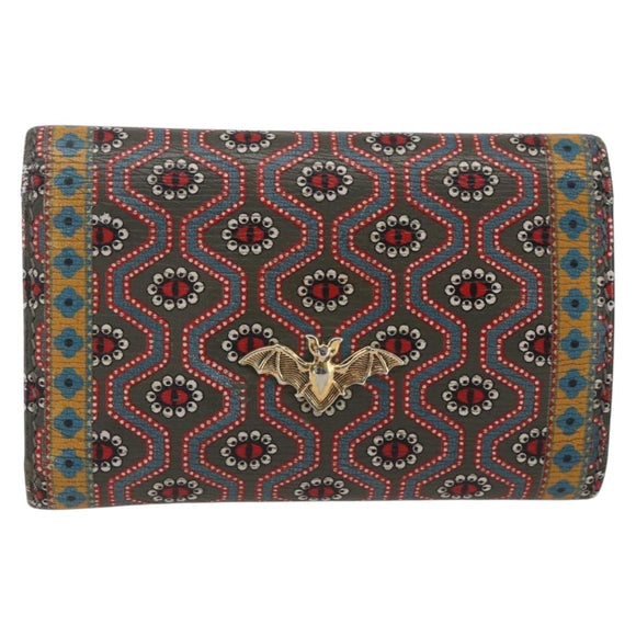 GUCCI Garden Key Case Leather Green Gold 601121 Auth 168099