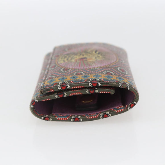 GUCCI Garden Key Case Leather Green Gold 601121 Auth 168099