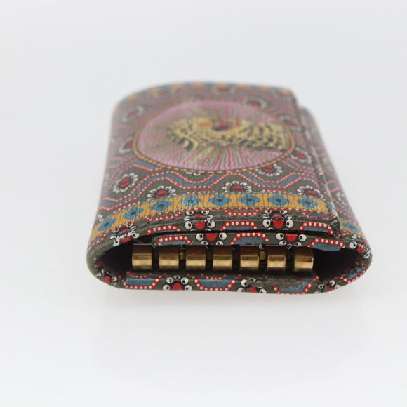 GUCCI Garden Key Case Leather Green Gold 601121 Auth 168099