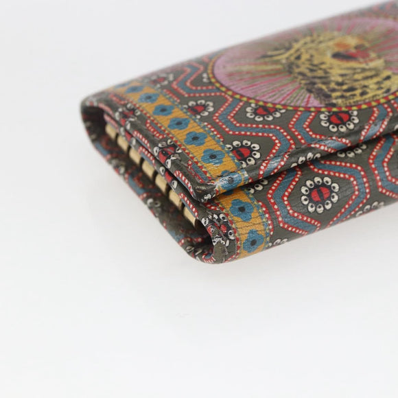 GUCCI Garden Key Case Leather Green Gold 601121 Auth 168099