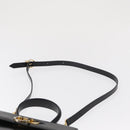 Salvatore Ferragamo Gancini Hand Bag Leather 2way Black Gold Auth 168101-15