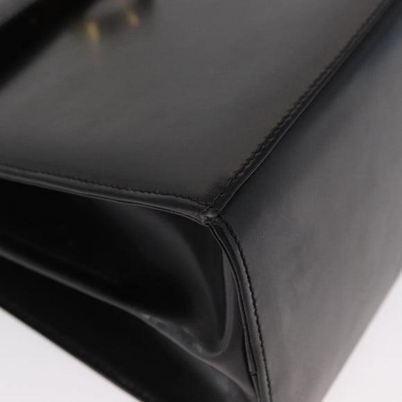 Salvatore Ferragamo Gancini Hand Bag Leather 2way Black Gold Auth 168101