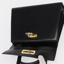 Salvatore Ferragamo Gancini Hand Bag Leather 2way Black Gold Auth 168101-21