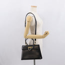 Salvatore Ferragamo Gancini Hand Bag Leather 2way Black Gold Auth 168101-28