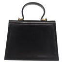 Salvatore Ferragamo Gancini Hand Bag Leather 2way Black Gold Auth 168101-2