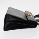 Salvatore Ferragamo Gancini Hand Bag Leather 2way Black Gold Auth 168101-3