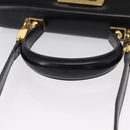 Salvatore Ferragamo Gancini Hand Bag Leather 2way Black Gold Auth 168101-7