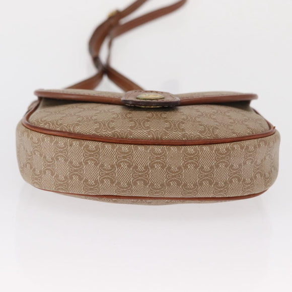 CELINE Macadam Canvas Shoulder Bag PVC Beige Gold Auth 168102
