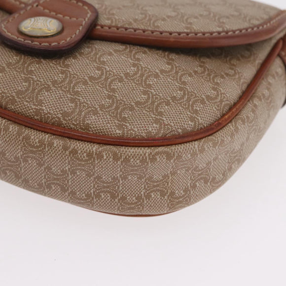 CELINE Macadam Canvas Shoulder Bag PVC Beige Gold Auth 168102