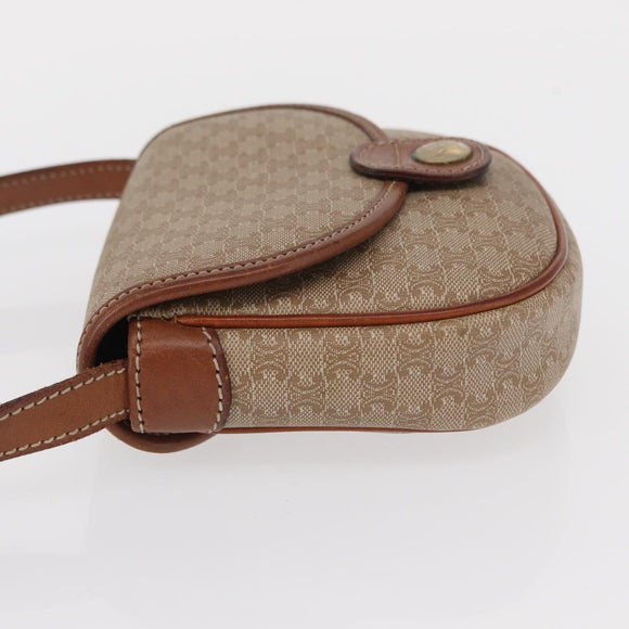CELINE Macadam Canvas Shoulder Bag PVC Beige Gold Auth 168102