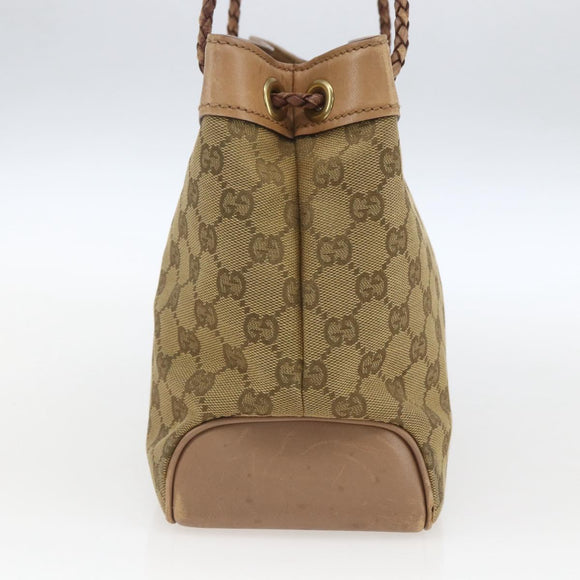 GUCCI GG Canvas Shoulder Bag Beige Gold 109143 Auth 168117
