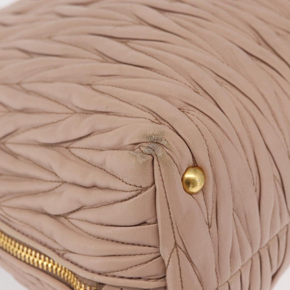 Miu Miu Matelasse Tote Bag Leather Pink Gold Auth 168121