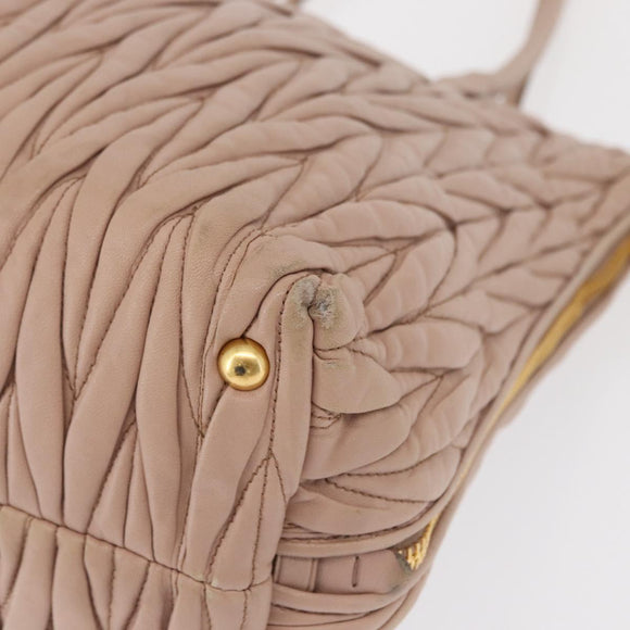 Miu Miu Matelasse Tote Bag Leather Pink Gold Auth 168121