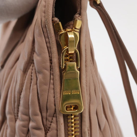 Miu Miu Matelasse Tote Bag Leather Pink Gold Auth 168121