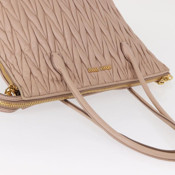 Miu Miu Matelasse Tote Bag Leather Pink Gold Auth 168121