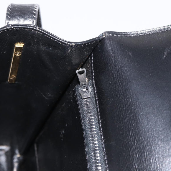 GUCCI Web Sherry Line Horsebit Shoulder Bag Leather Black Gold Auth 168125