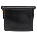 GUCCI Web Sherry Line Horsebit Shoulder Bag Leather Black Gold Auth 168125-2