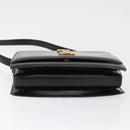 GUCCI Web Sherry Line Horsebit Shoulder Bag Leather Black Gold Auth 168125-5