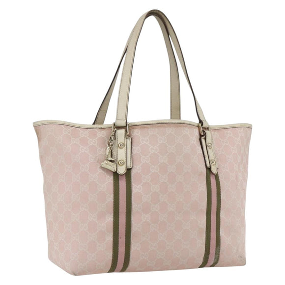 GUCCI GG Canvas Sherry Line Tote Bag Beige Gold 139260 Auth 168127