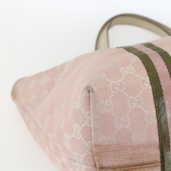 GUCCI GG Canvas Sherry Line Tote Bag Beige Gold 139260 Auth 168127