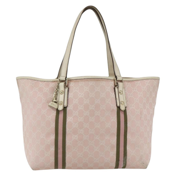 GUCCI GG Canvas Sherry Line Tote Bag Beige Gold 139260 Auth 168127