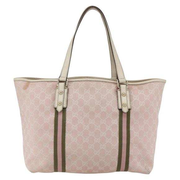 GUCCI GG Canvas Sherry Line Tote Bag Beige Gold 139260 Auth 168127
