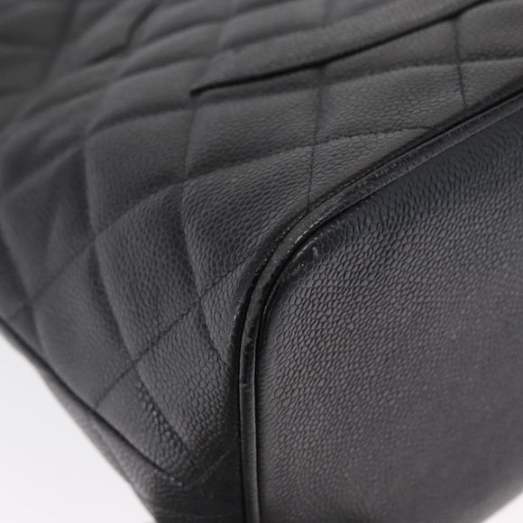 CHANEL Matelasse Reprint Tote Bag Caviar Skin Black CC Auth 168135