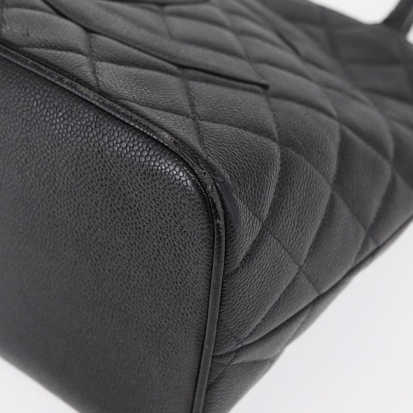 CHANEL Matelasse Reprint Tote Bag Caviar Skin Black CC Auth 168135
