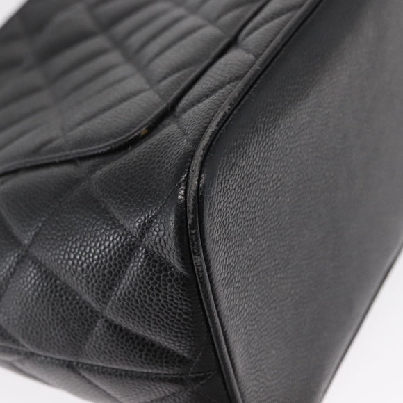 CHANEL Matelasse Reprint Tote Bag Caviar Skin Black CC Auth 168135