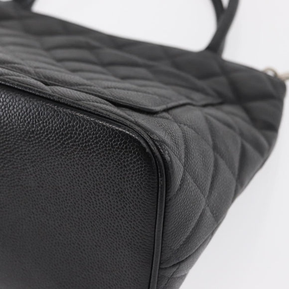 CHANEL Matelasse Reprint Tote Bag Caviar Skin Black CC Auth 168135