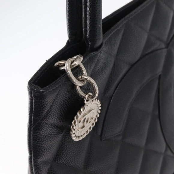 CHANEL Matelasse Reprint Tote Bag Caviar Skin Black CC Auth 168135