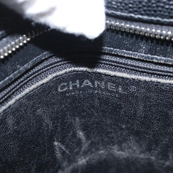 CHANEL Matelasse Reprint Tote Bag Caviar Skin Black CC Auth 168135