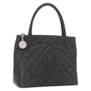 CHANEL Matelasse Reprint Tote Bag Caviar Skin Black CC Auth 168135-1