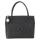 CHANEL Matelasse Reprint Tote Bag Caviar Skin Black CC Auth 168135-13